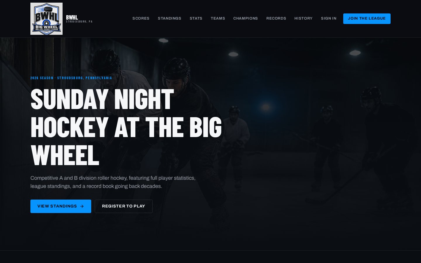 Big Wheel Roller Hockey website presentation